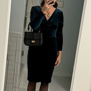 Emerald Green Velvet Long-Sleeve Dress